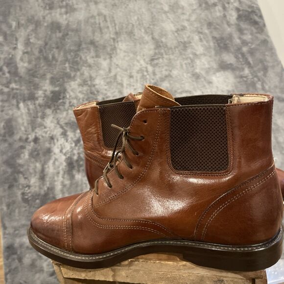 Vtg Michele Olivieri Italian Men’s 9 Brown Leather Hybrid Oxford & Chelsea Boot main image 6
